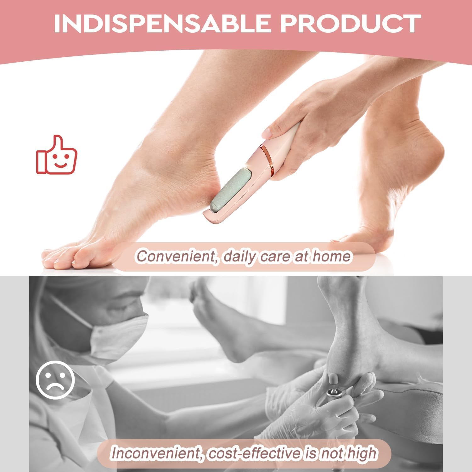 Electric Foot Callus Remover Kit,Gurelax Rechargeable callous removers 2 Grinding Heads foot scrubber file, Professional Pedicure Tools kit Feet Care for Dead, Cracked Dry Skin 8 61mCII5UrSL. SL1500