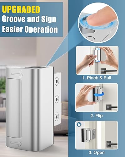 Miniatura 6 de Cerradura de puerta de seguridad para el hogar, cerradura de refuerzo de puerta a prueba de niños para niños, 800 libras, cerradura de puerta de