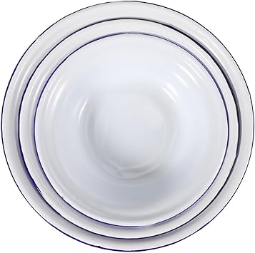Enamel Nesting Bowl Set Retro Style Soup Basin for Salad Pasta Dinner Thickened Enamelware Bowls