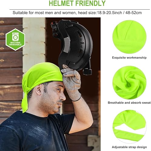 Miniatura 6 de GREEN DEVIL Casco de seguridad con luz recargable para faros delanteros y forro para casco, correa para barbilla, para hombre, ventilada, para