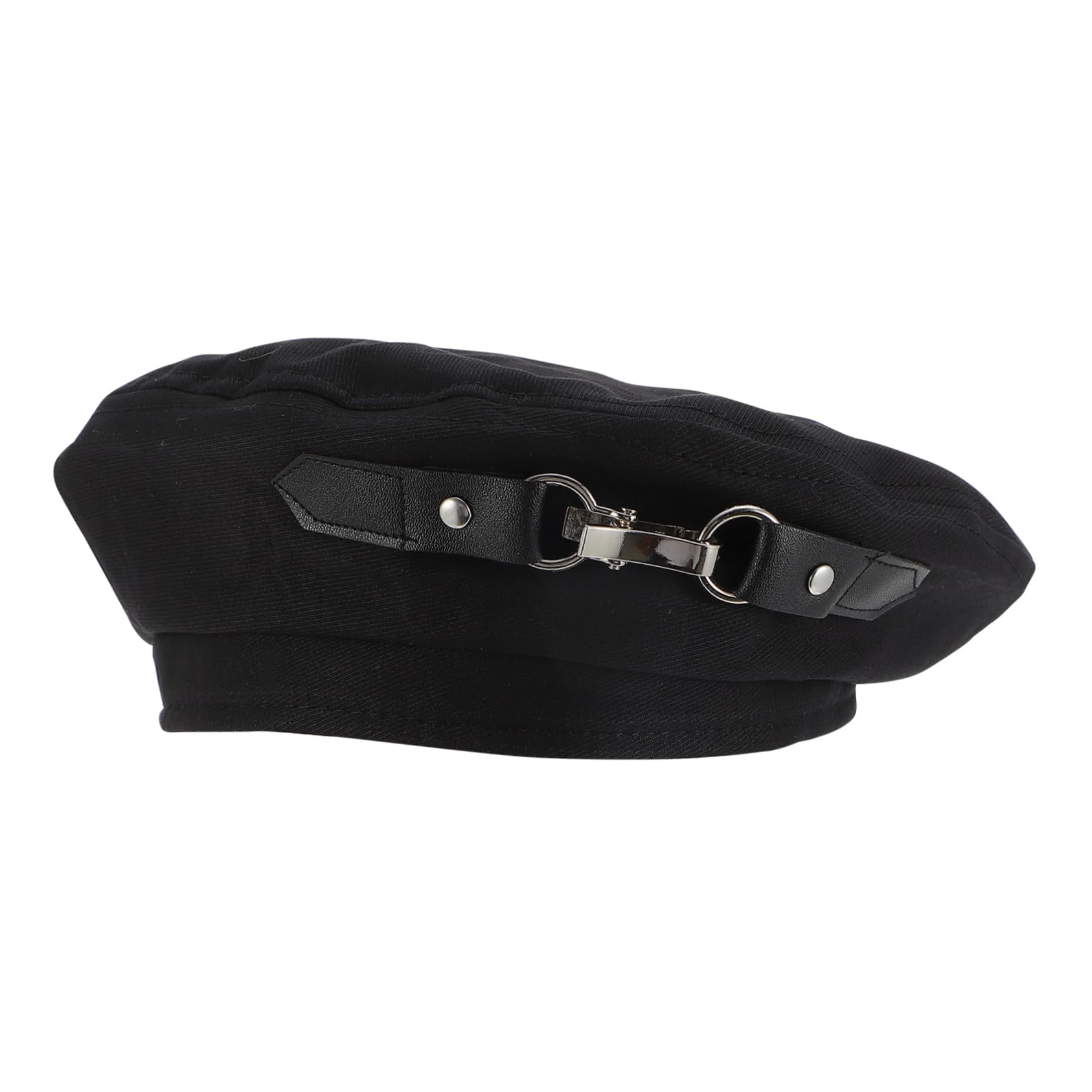 VANZACK Classic Beret Hat for Women Fashionable Vintage Beanie Hat Leather Buckle Warm Black