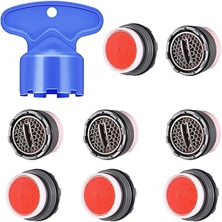 SPTwj 8 Pack Faucet Aerator 22mm M22/M21.5 Male Thread Water Saver Tap Aerators Attachment with Removal Key Wrench Tool Nozzle Faucet Bubbler Filter Insert Replacement Parts for Kitchen Sink Bathroom
