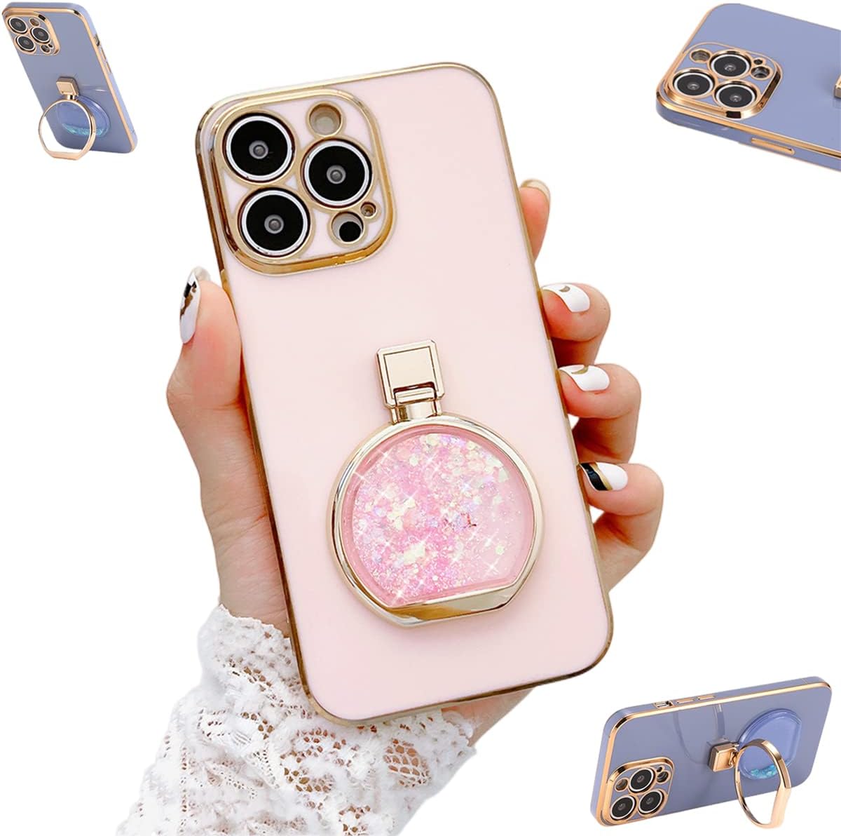 MINGQIU Plating Quicksand Perfume Bottles for iPhone Case
