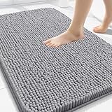 Arotive Bathroom Rugs 30x20, Extra Soft Absorbent Shaggy Chenille Bath Rugs, Machine Washable Rubber Backing Non-Slip Bath Mats for Bathroom Floor Tub and Shower, Home Decor Accessories, Grey