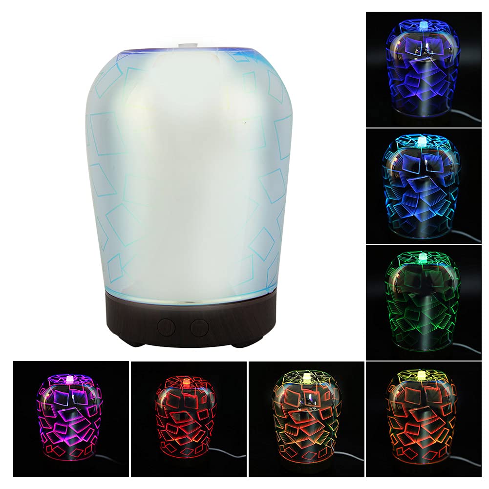 Umidificatore diffusore per aromaterapia ad ultrasuoni 100ml con luce notturna a LED, silenzioso, spegnimento automatico, per soggiorno camera da letto