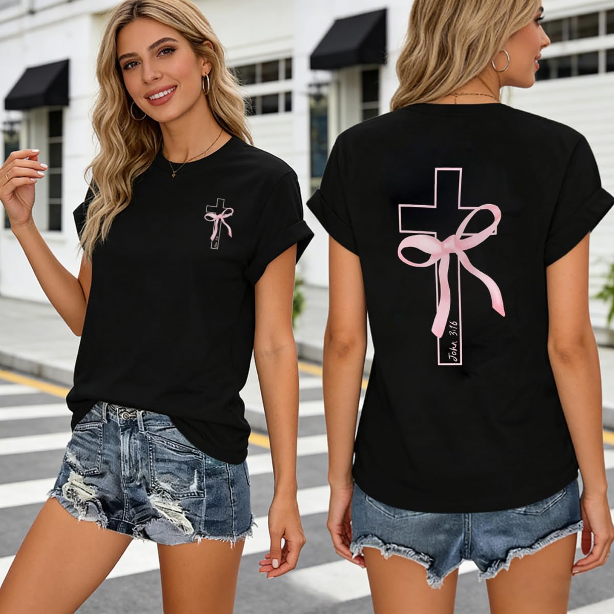 Christian T Shirts for Women Funny Faith Bible Verse Graphic Tee Vacation Summer Casual Religious Short Sleeve Tops - Image 2