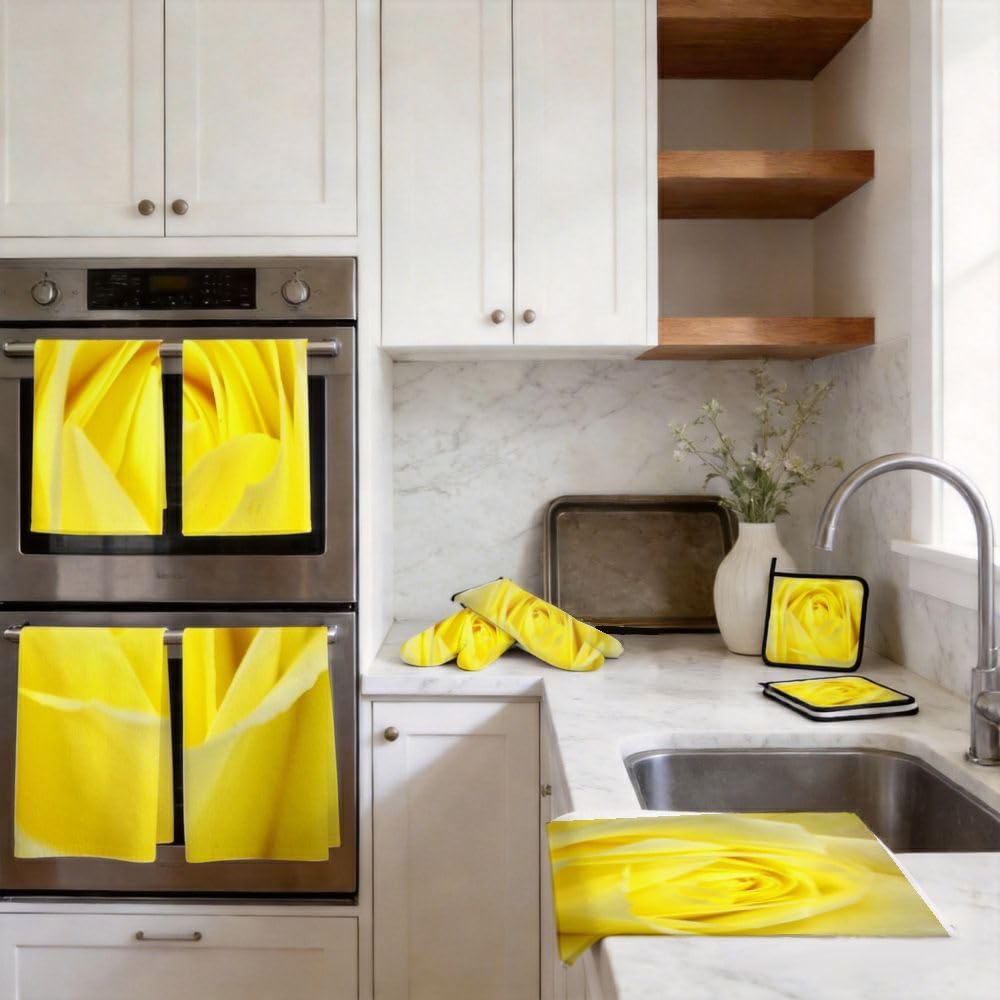 9PCS Bella Rosa Giallo Cucina Decor e Accessori Set
