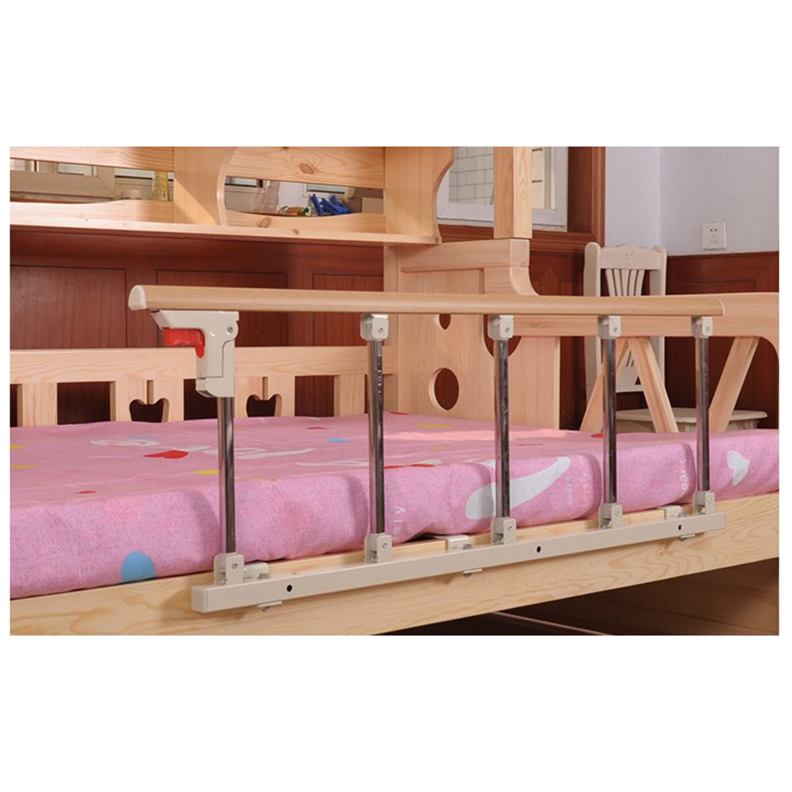 Barra de apoyo plegable para cama de hospital y geriátrica con asa de seguridad