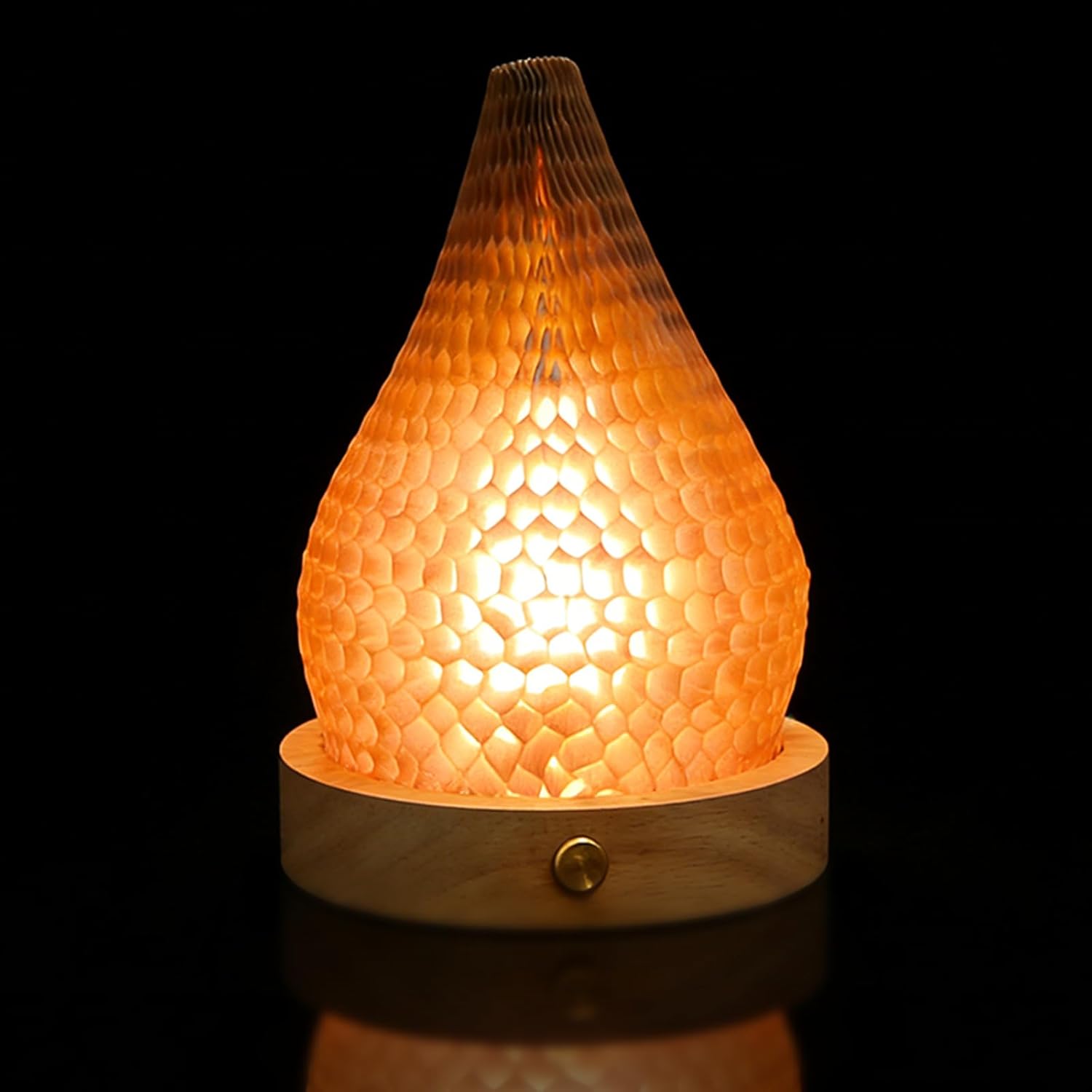 Modern Night Light Fixture Honeycomb Paper Minimalist Style LED Table Lamp Dimmable Nightlight Rechargeable Desk Decor Lamp for Living Room Kitchen Island Bar Entryway (Brown)