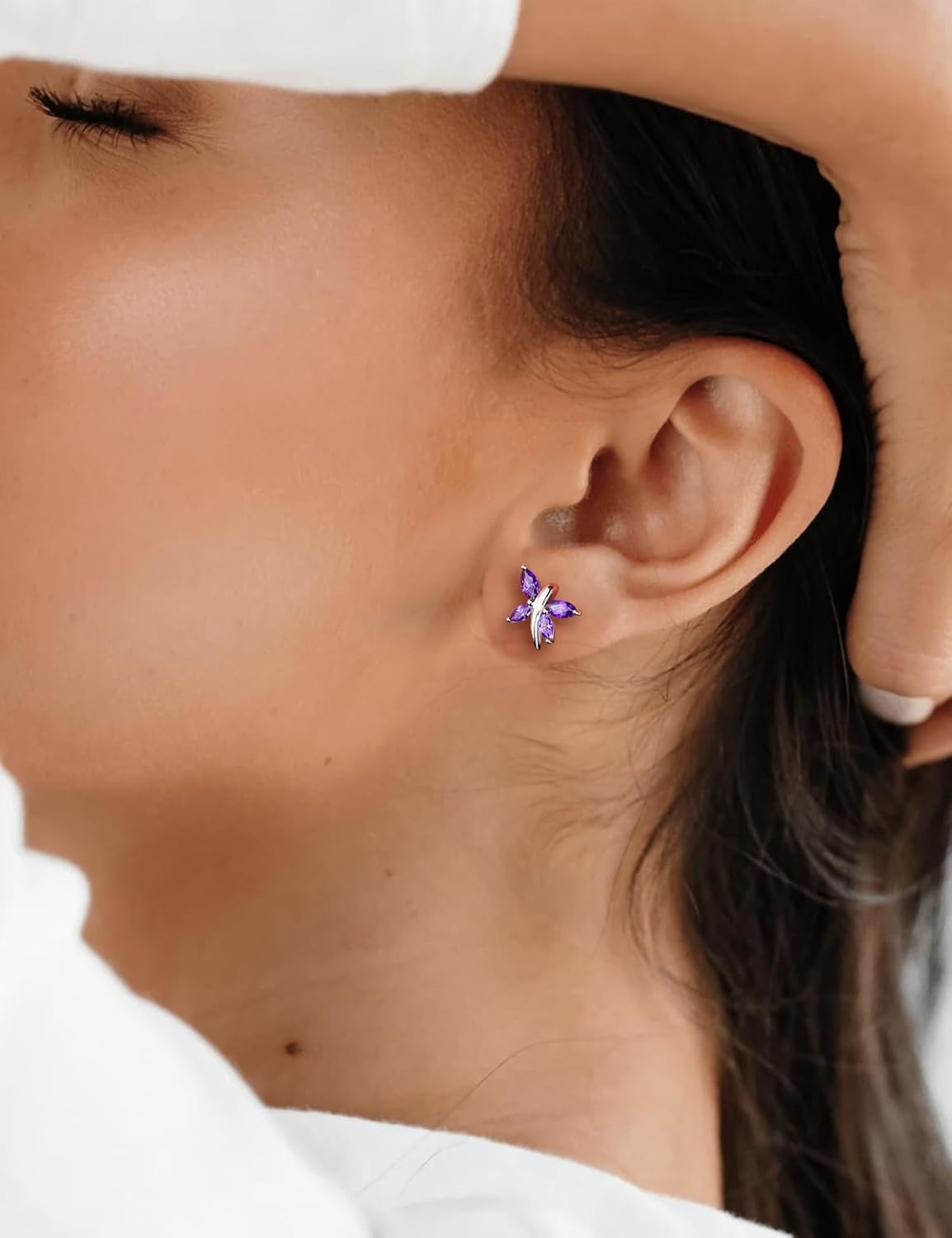 925 Sterling Silver Dragonfly Stud Earrings for Women Trendy Dainty Cute Earrings Ruby/Sapphire/Emerald Gemstone Studs Birthstone Anniversary Jewelry - Image 2