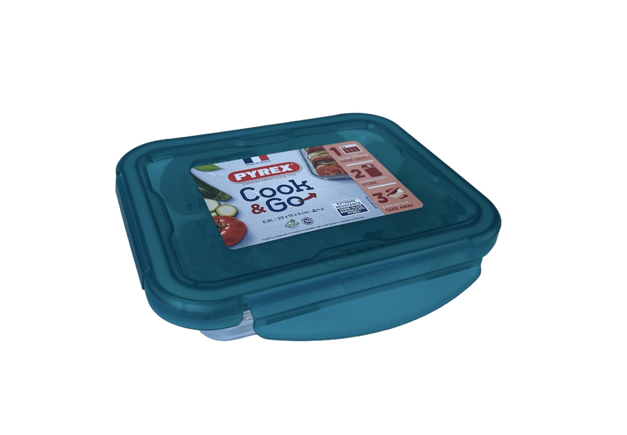 Cook&Go 0.8L Rectangle Storage Dish with Airtight Lid - Versatile Freezer-to-Oven Solution - Green