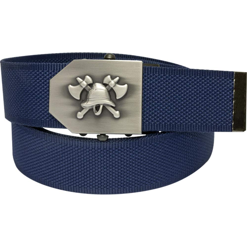 Feuerwehr-Gürtel mit Emblem und Flaschenöffner in der Gürtel-Schnalle | Feuerwehr-Edition blau Signet | universal verstellbar 150cm | Männer Herren Frauen Damen Kinder | Einsatz Koppel |