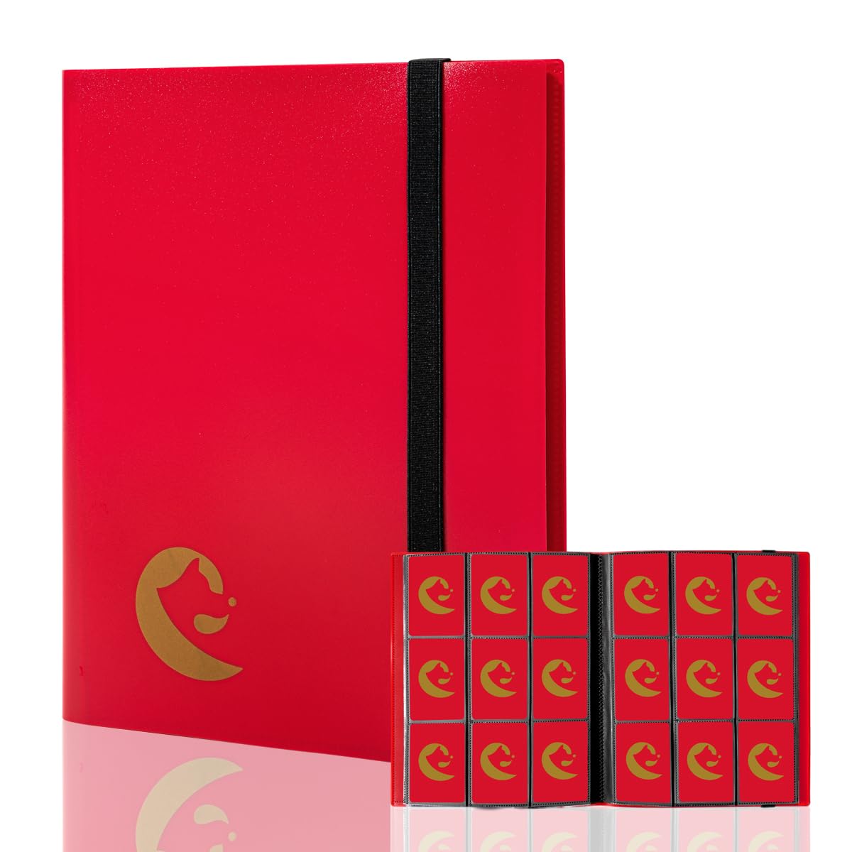 efunkdog Card Binder, 9 Pocket Trading Card Album Folder, 396 Side Loading Pocket Binder for TCG, Sport Cards (Red)