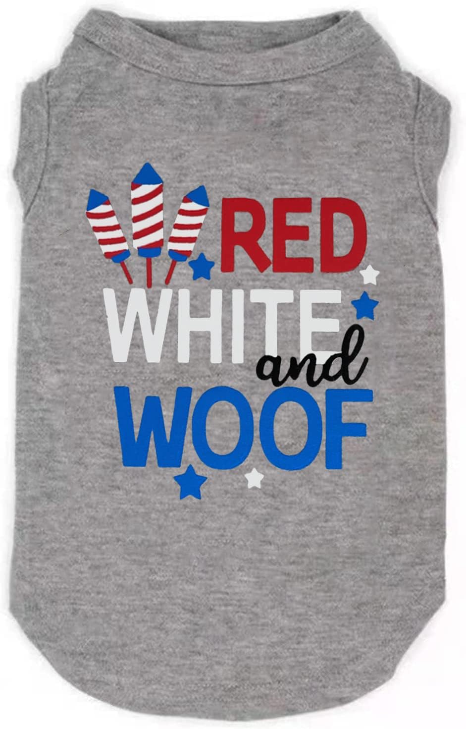 American Flag Popsicle 4th of July Funny Graphic Puppy Clothes Memorial Day, Independence Day, Holiday Dog Clothes for Small Dogs Boy Girl, Pet Cat Outfit (X-Large, woof-Grey)