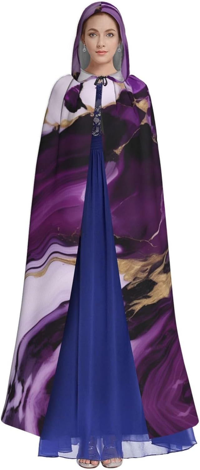 SSIMOO Dark Purple Texture Marble 1 Eye-Catching Cosplay Costume Cape for Women - Unisex Vampire Cloak for Halloween.