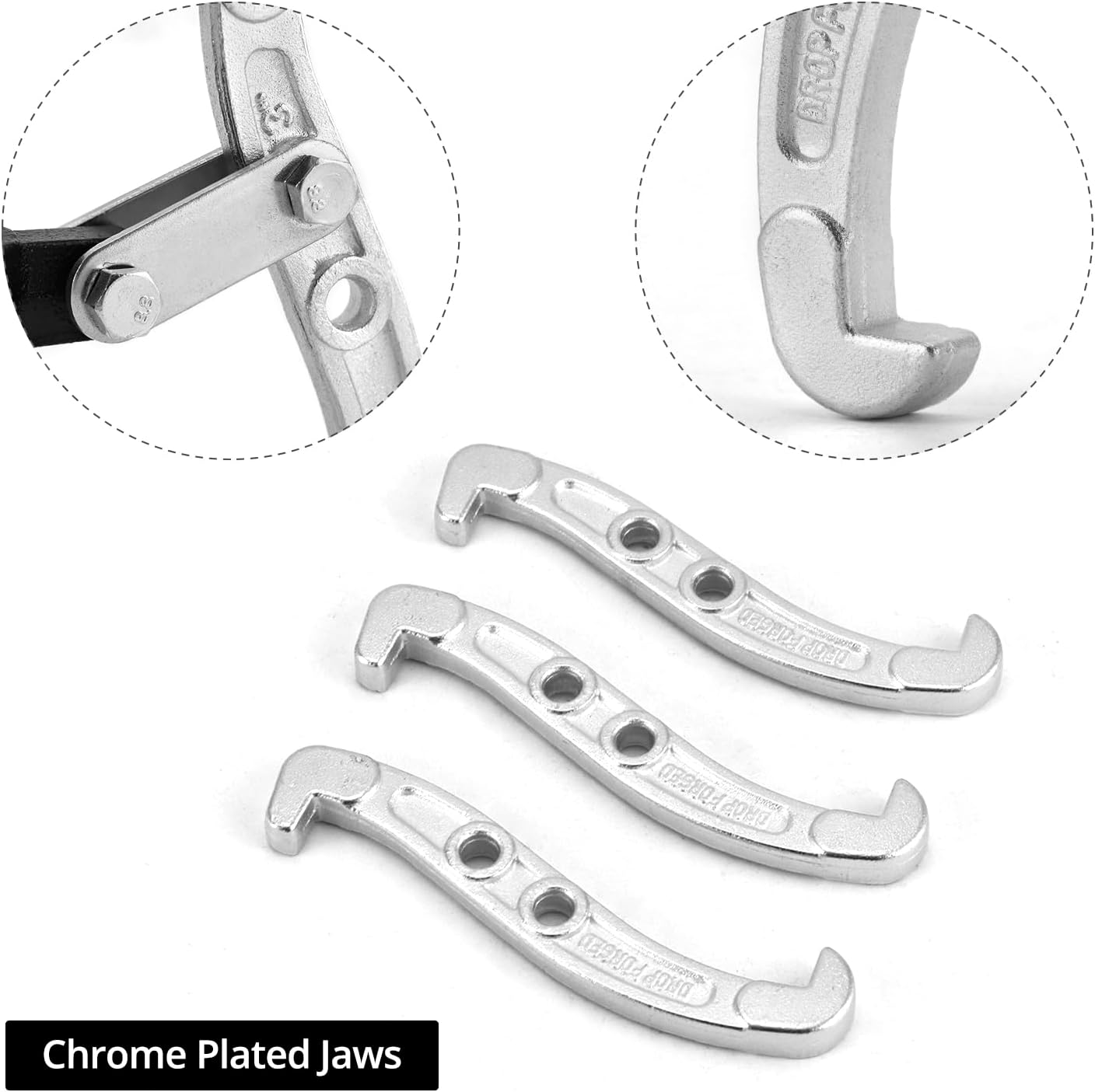 QWORK 3 Inch 3-Jaw Gear Puller, Drop-Forged Cr-V Steel, Heat-Treated, Reversible Jaws, 3-Ton Capacity