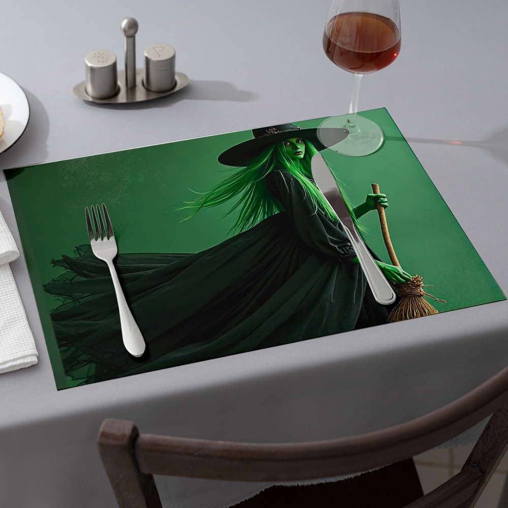 Sets de table de salle à manger antidérapants et lavables motif sorcière