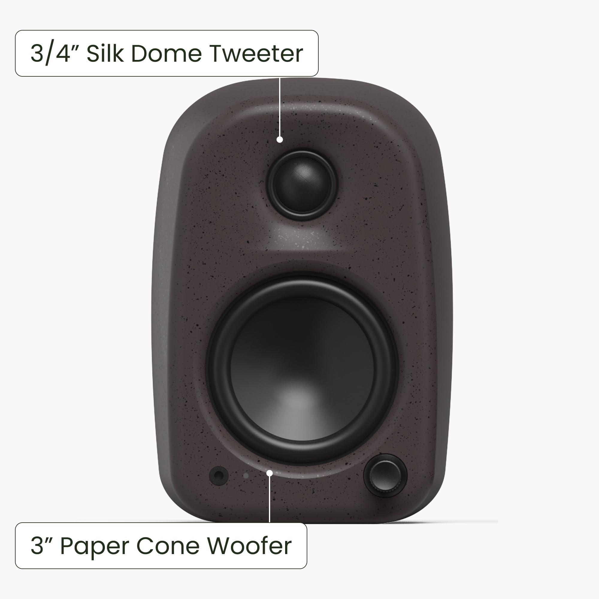 Kanto UKI 100 W Active Desktop Computer Speakers with Bluetooth and USB-C | Intelligent Sub Integration | Headphone Out | Pair | Pumice