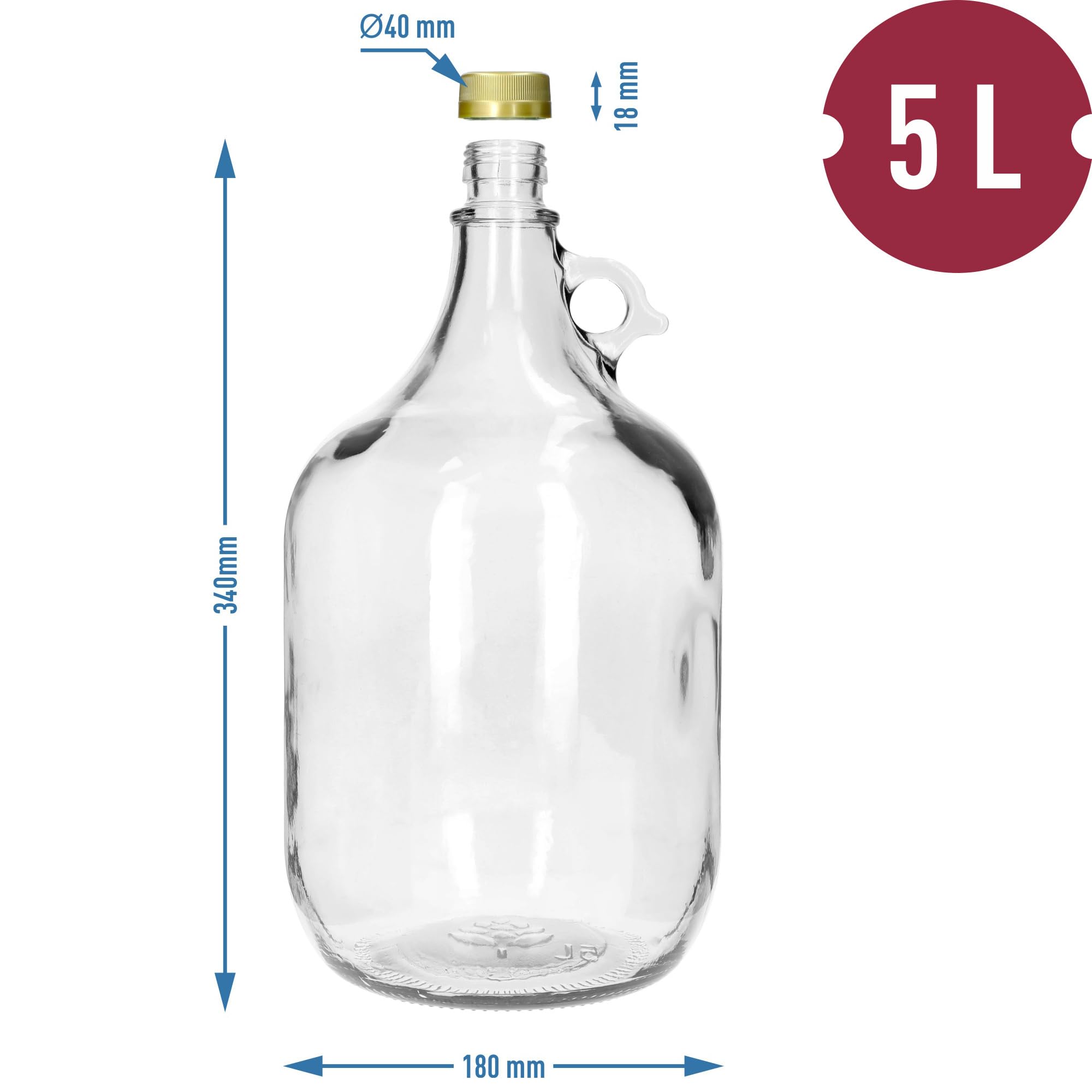 lilawelt24 6 STÜCK 5L GLASBALLON mit Kunststoffkorb Weinballon GÄRBALLON GLASFLASCHE