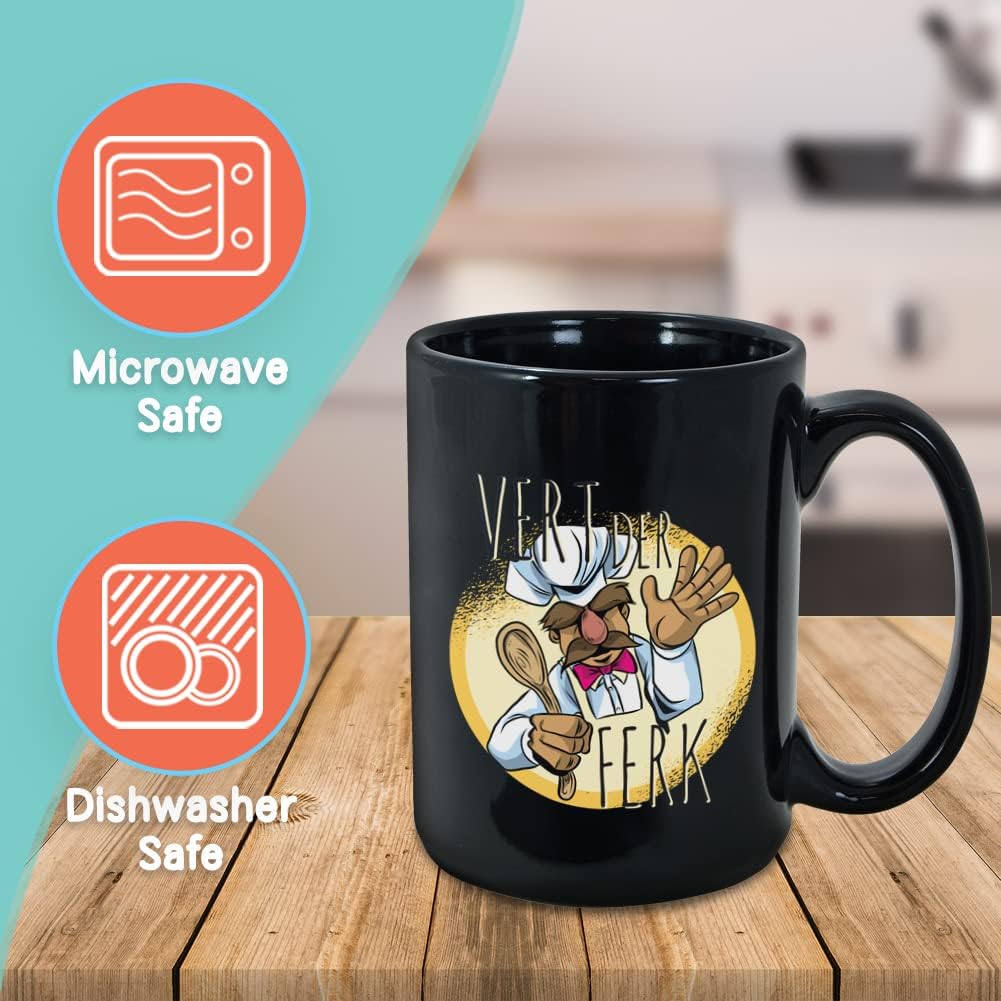 Swedish Chef Coffee Mug 15 Oz Black- Vert Der Ferk - Witty Unique Novelty Creative Cooking Cook Kitchen Food Apron Spoon Barbecue Delicious Meals Culinary
