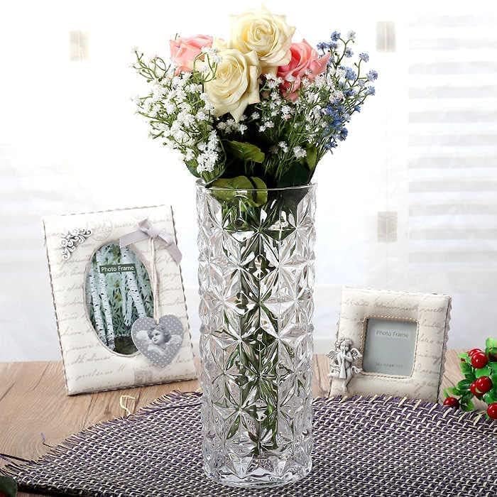 2 Pice Round Glass Vase Crystal Clear for Wedding Decorations Flower Pot Gift Living Room Dining Table Office and Home Decor (Set of 2)-image-37