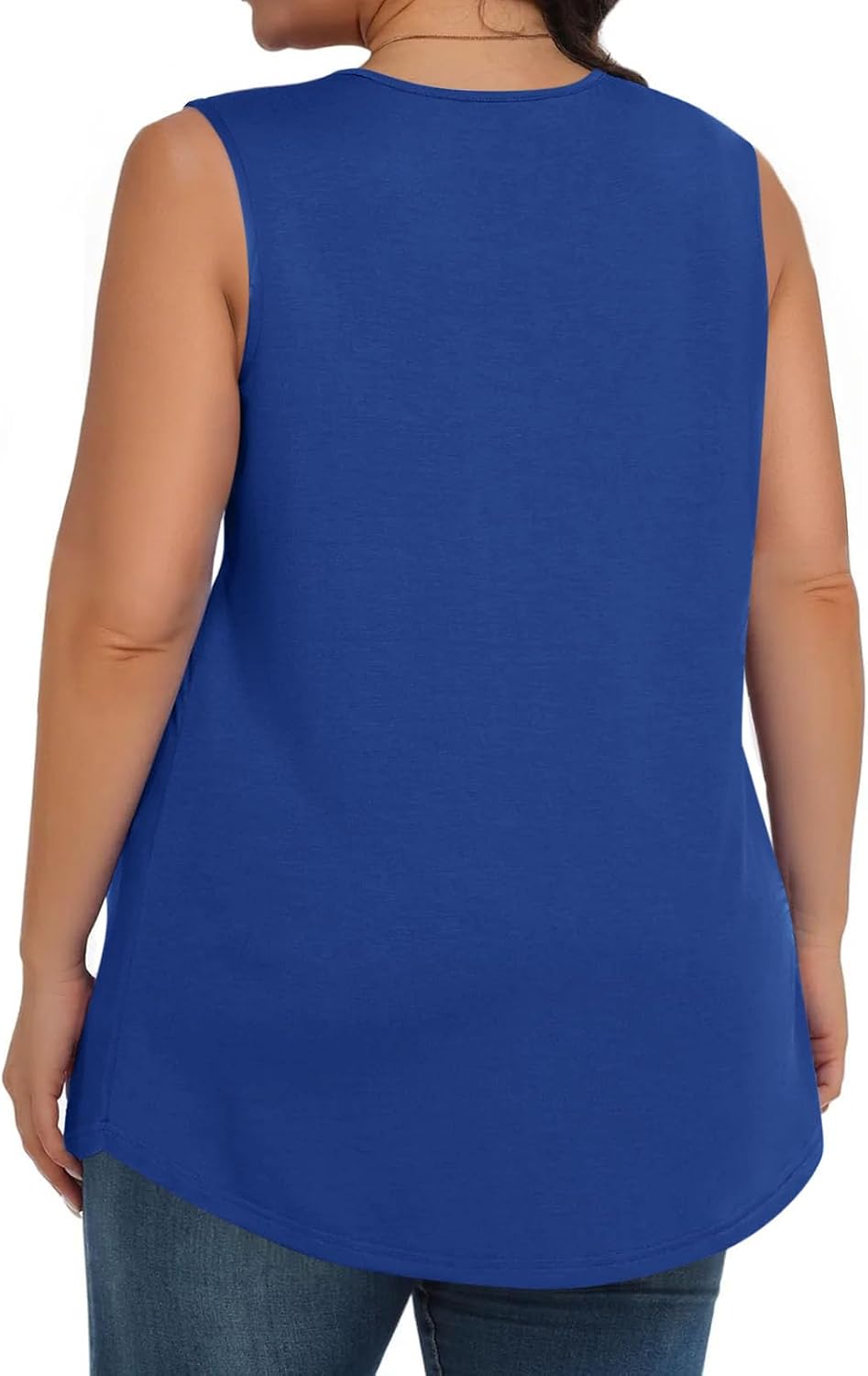Plus Size Tank Tops for Women Ruched Sleeveless Shirts Oversized Flowy Hem Tunic Shirt Casual Pure Lounge Tanks