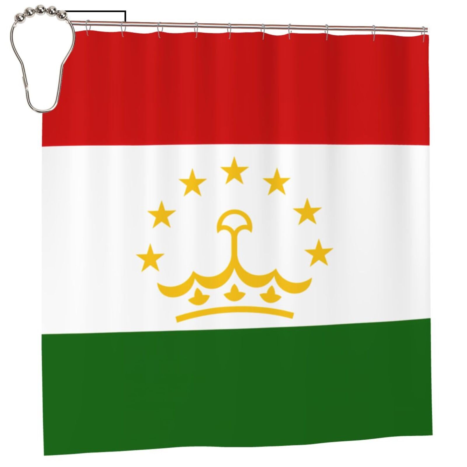Rideau de douche Tadjikistan en polyester premium avec 12 œillets robustes