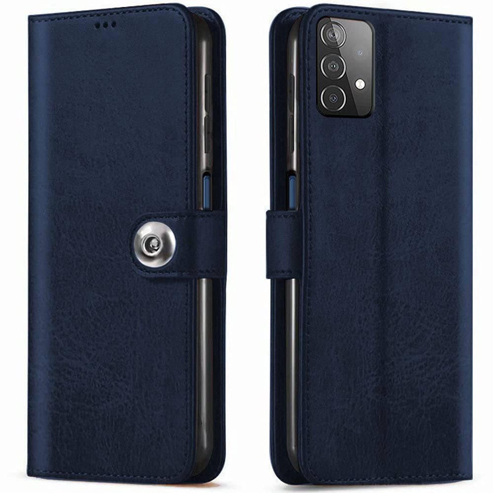 TheGiftKart Genuine Leather Finish Flip Back Cover Case for Samsung Galaxy M32 5G (Inbuilt Pockets & Stand | Wallet Style | Designer Button Magnet Flip Cover | Faux Leather | Blue) (B09DSBBVZR) Amazon Price History, Amazon Price Tracker