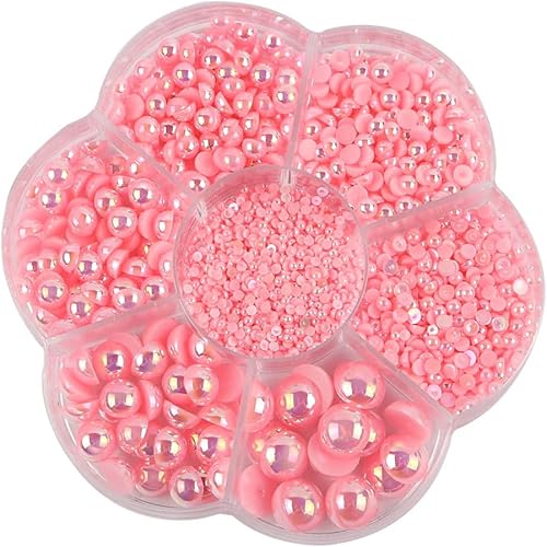 5600 piezas de perlas semicirculares con parte trasera plana, accesorios de bricolaje AB con parte trasera plana, cuentas sueltas de tamaño mixto,