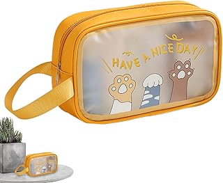 化粧ポーチ | 半透明防水 トラベルポーチ,大型 トイレタリー ストレージ バッグ コスメ ポーチ,ブラシ リップ スティック ファンデーション ジュエリー ミラー ジム バケーション 飛行機 用 女性 女の子