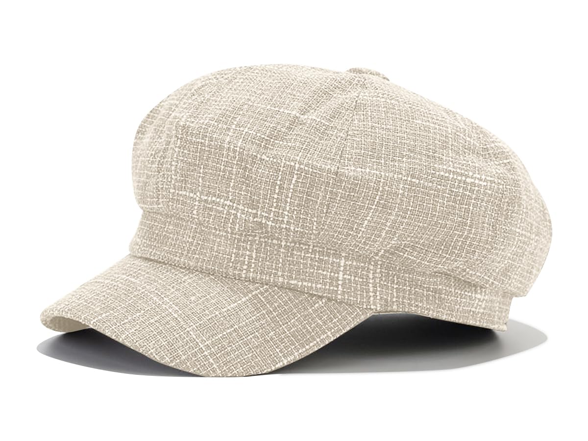 JFAN Berretto Cappello Ottagonale retrò Berretto Classico a Quadri Francese per Le Donne Cappello da Sole per Donna Uomo Estivo con Tesa Cappello Casual Traspirante