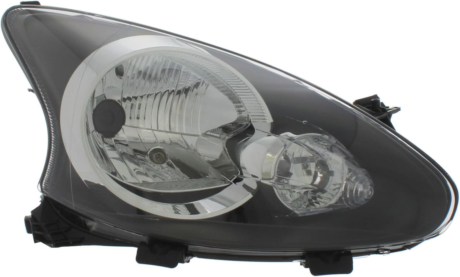 Replacement Headlight Assembly Electric Adjustment Black Inner Halogen Compatible With Toyota Aygo Mk1 Hatchback 2005-2015 For UK Drivers Side Right Hand