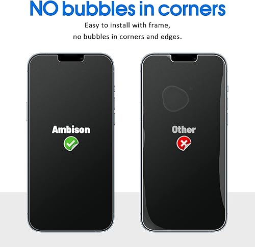 Miniatura 5 de Ambison Paquete de 2 protectores de pantalla de vidrio mate compatible con iPhone 14 Plus13 Pro Max de 6.7 pulgadas sin burbujas alta definición