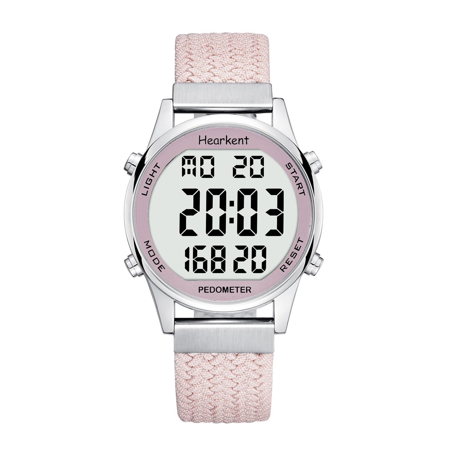 Hearkent Montre podomètre pour femme, enregistrement de calories et distance, rose, Minimalist | Montre de sport numérique, alarme, compte à rebours, affichage de l'heure, sans charge ni application, 2401