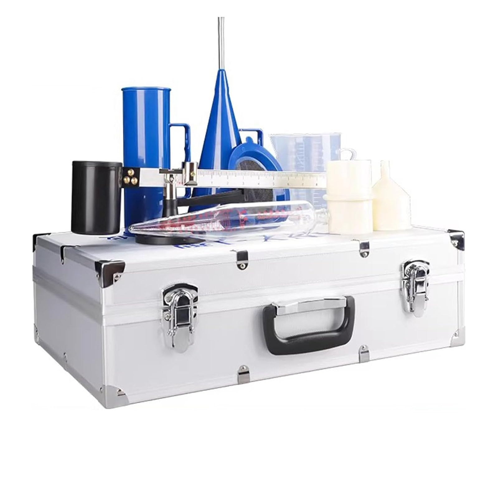 Kit De Viscosímetro para Lodos, Probador Portátil De Lodos con Caja De Aluminio, Hidrómetro para Lodos, Medición De Contenido De Arena, Viscosímetro, Reómetro De Precisión para Análisis De
