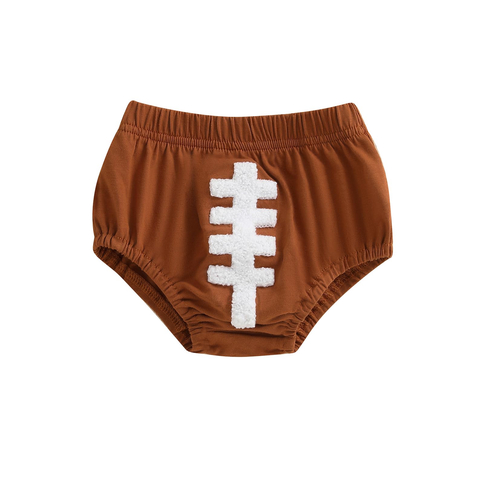 CREAIRY Newborn Infant Baby Boy Football Outfit Football Diaper Covers Bubble Bloomers Shorts Game Day Summer Fall Clothes (Brown, 6-12 Months)
