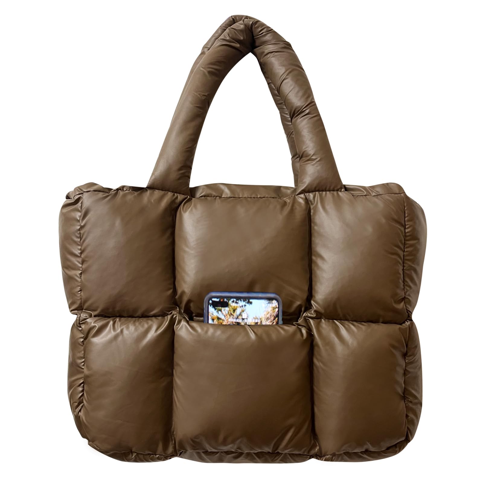 NAARIIAN Puffer Tote Bag for Women, Lightweight Quilted Puffy Shoulder Handbag with Adjustable Shoulder Strap