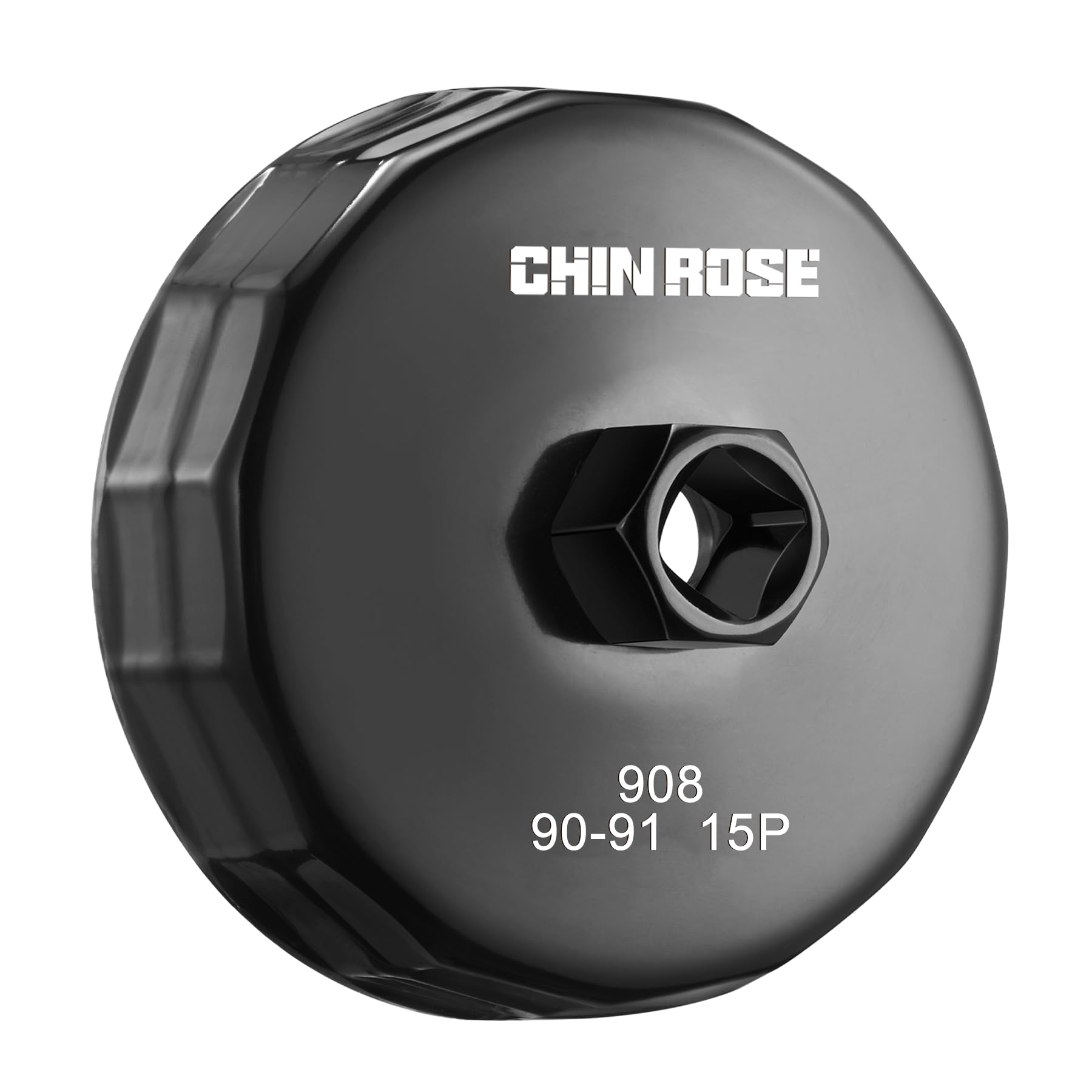 Chinrose 90.2mm 15 Flute Oil Filter Wrench, Oil Filter Removal Tool, 1/2-Inch Drive Oil Filter Tool, Oil Filter Socket for Land Rover & Jaguar,Alloy Steel