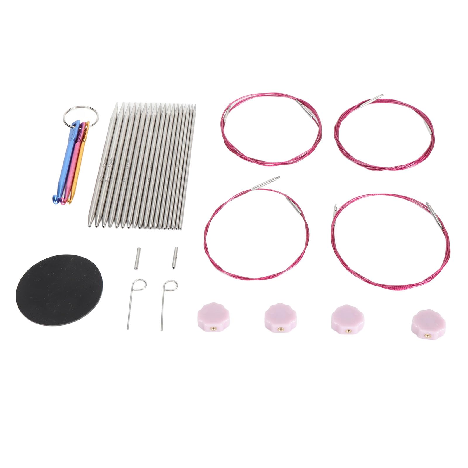 Circular Knitting Needle Set Interchangeable Knitting Needles Stainless Steel Detachable Circular Knitting Needles with Storage Bag for Knitting Sweaters Scarves Hats 9 Pairs