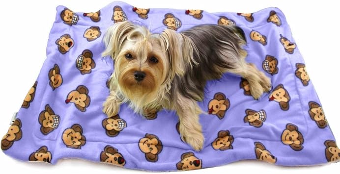 Klippo Silly Monkey Fleece & Plush Blanket for Small Dog/Puppy - Lavender, Large 50" x 30"