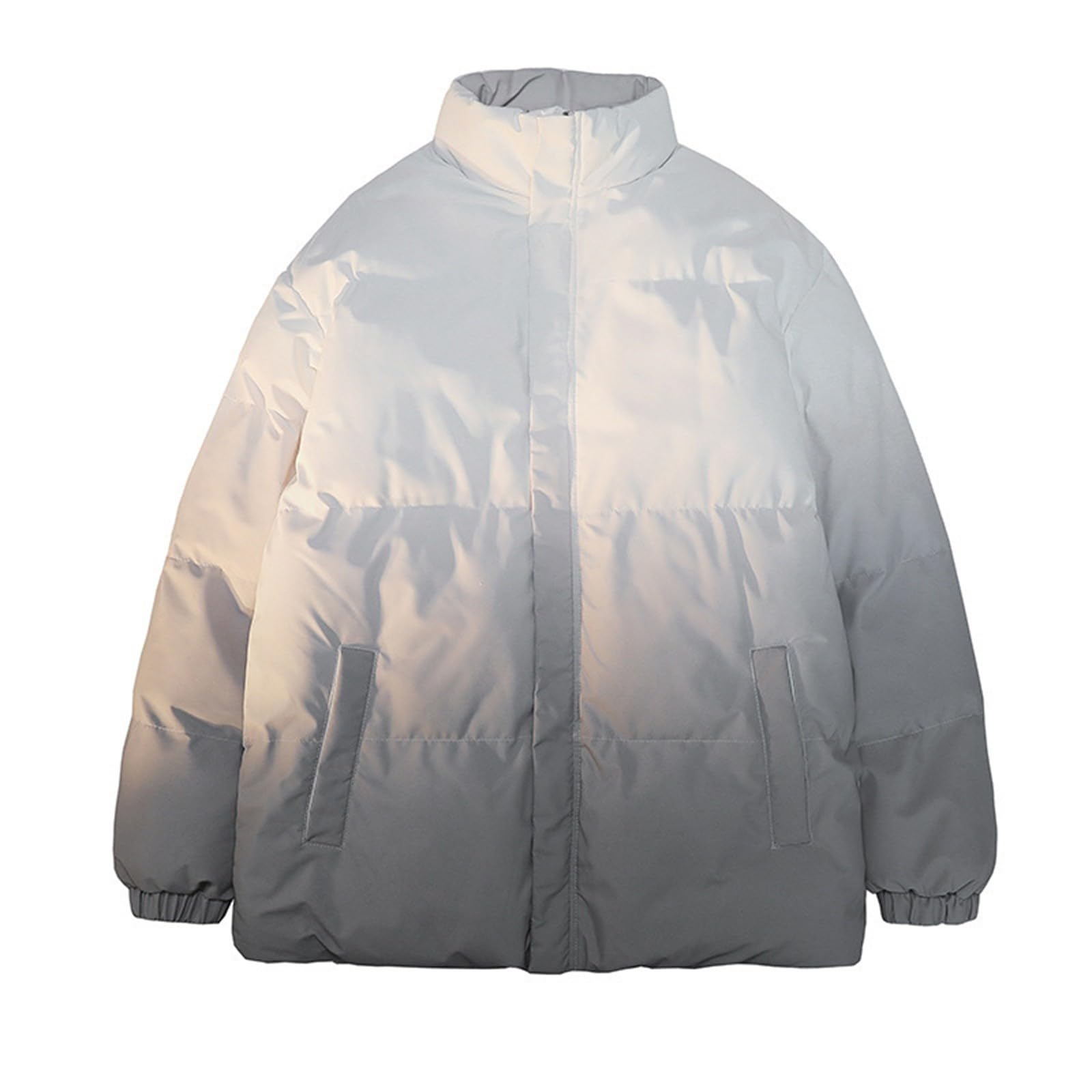 Genérico Chaqueta Acolchada para Hombre, Abrigo Largo Hombre Invierno,Chaqueta De Color Degradado Abrigo De Invierno CáLido con Cuello Alto Ropa De Abrigo Unisex De Moda De Gran TamañO