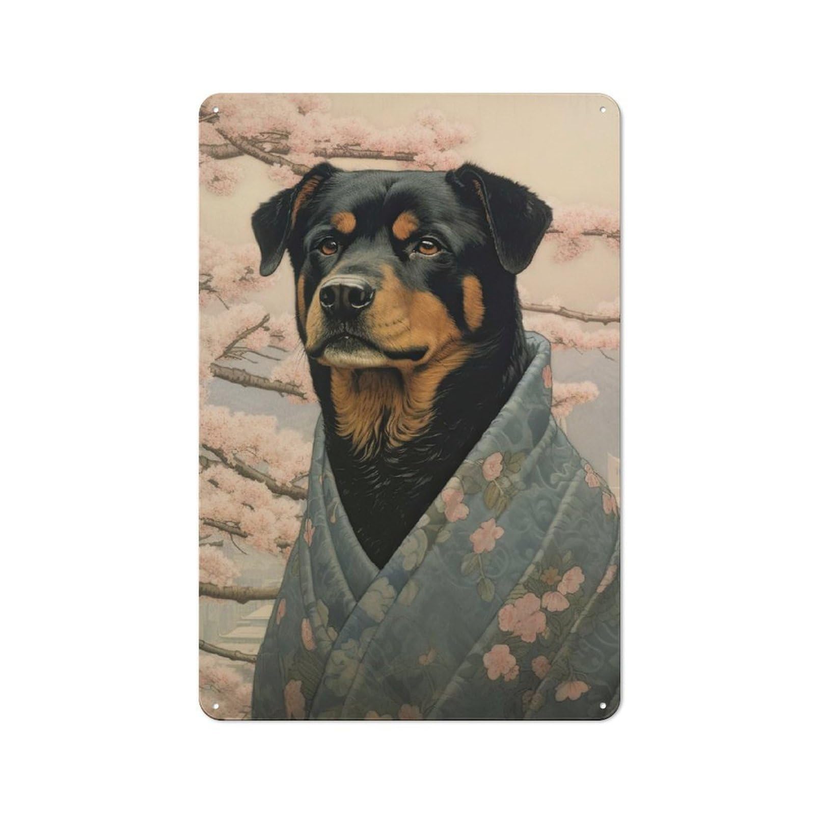 Metal Wall Sign 30x20cm Featuring Rottweiler Geisha for Café Or Home Bar, for Metal Sign Collectors, for Garage And Workshop Walls
