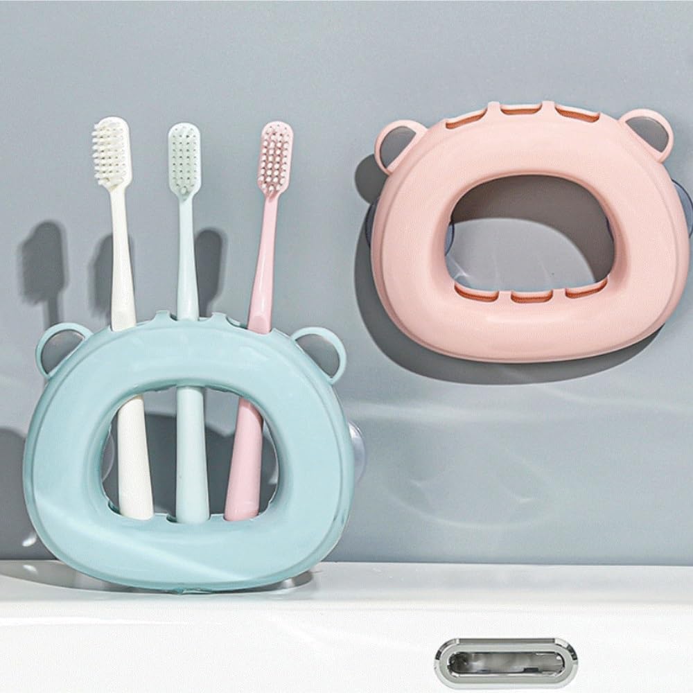 Porta Spazzolino Portaspazzolino Portaspazzolino Da Parete Con Ventosa, Portaoggetti Bagno, Scolapiatti Accessori da Bagno(Pink)