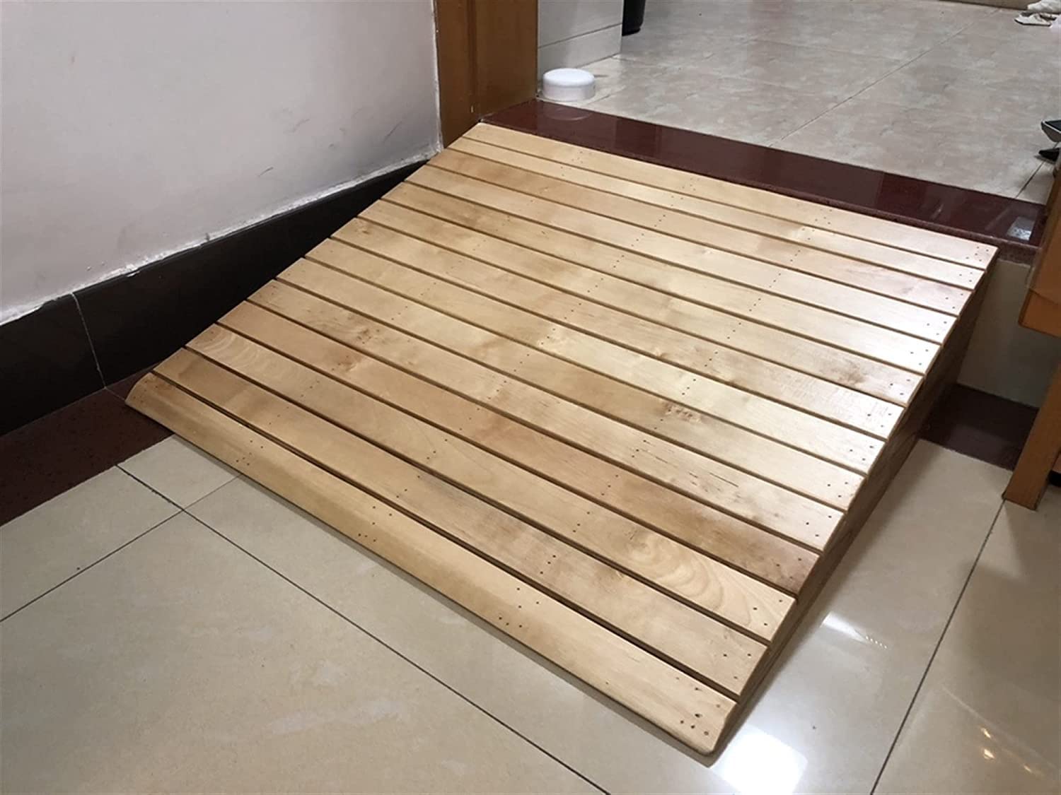 Rampa de umbral de madera para silla de ruedas, ligera, antideslizante, rampa de movilidad para entrada de 20 pulgadas de longitud