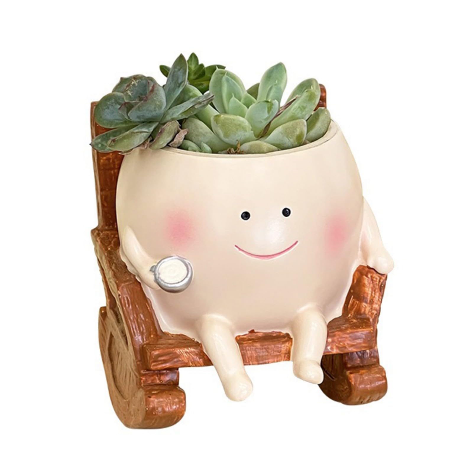 Kaeltsyn Rocking Chair Plant Container Flowerpot Garden Container Resin Fleshy Plant Planter Holder for Home Desk Small Ornament Space Saving Resin Planter