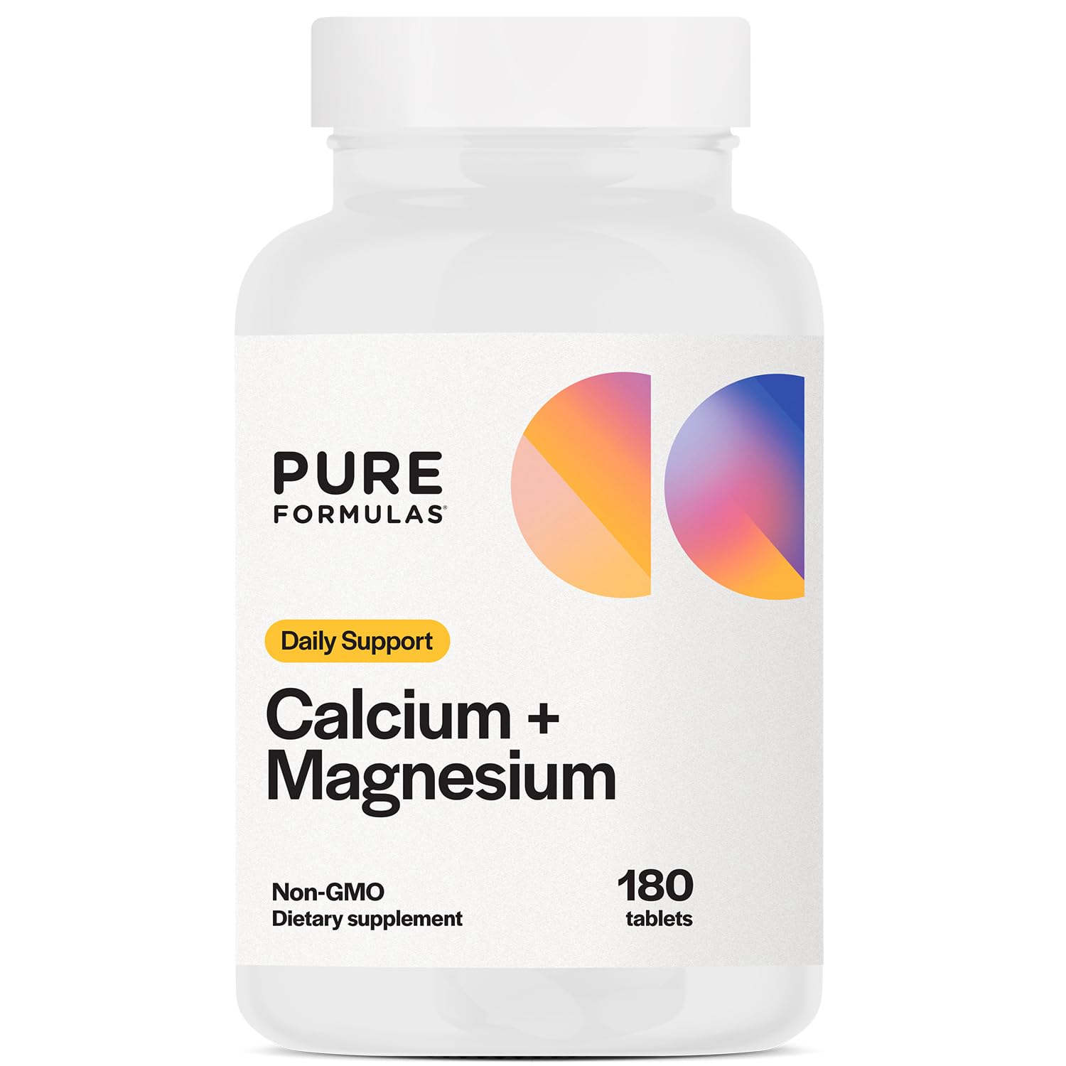PureFormulas Calcium + Magnesium - Gluten Free Supplement Supports Bone Health & Overall Wellness with Magnesium Calcium Vitamin C Vitamin D & Boron, Allergen Friendly Non-GMO 180 Tablets