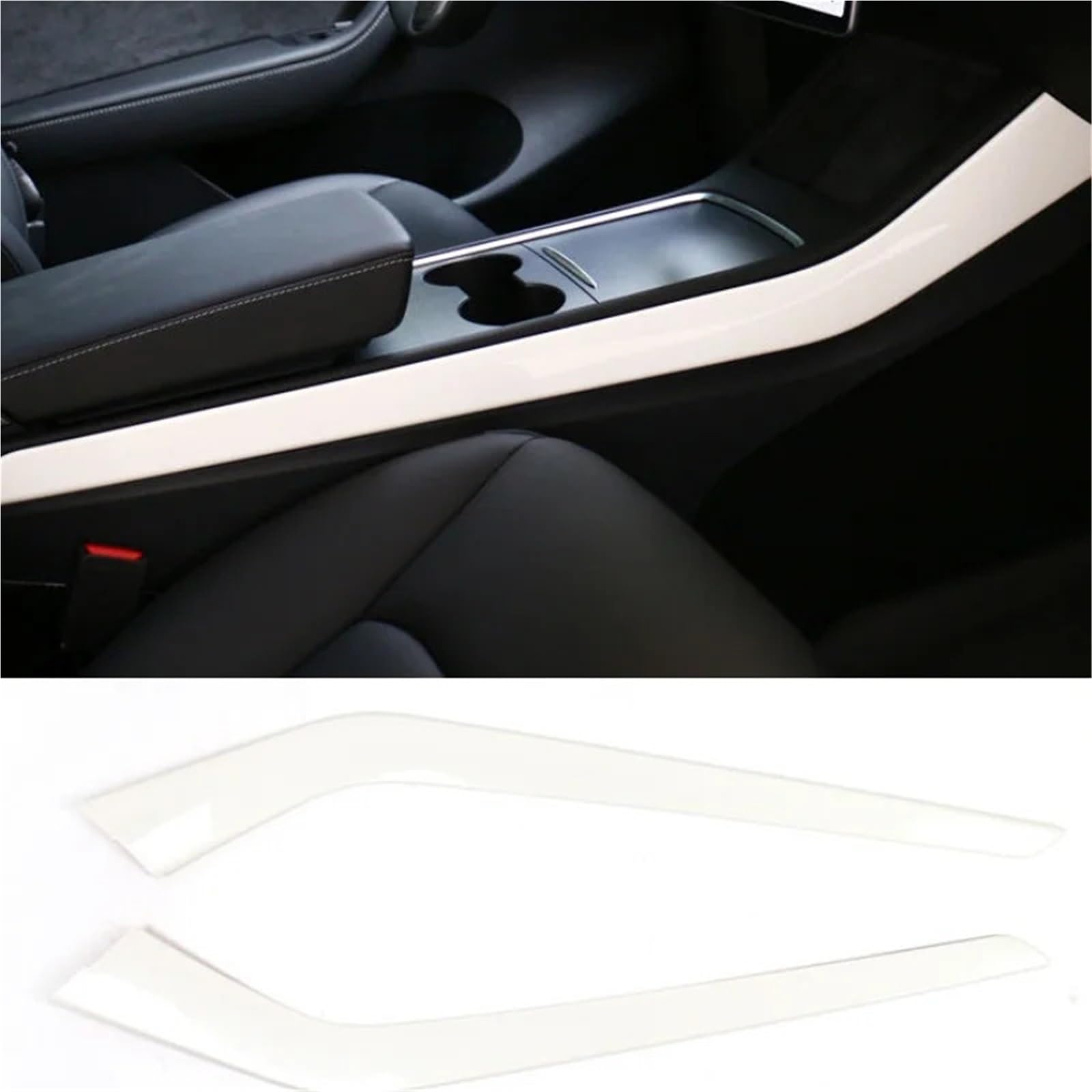 Bandes garniture latérales pour Console centrale intérieure voiture en carbone, garnitures intérieures en Fiber carbone pour modèle Y 2021 Revêtement carbone console centrale Kit fibre
