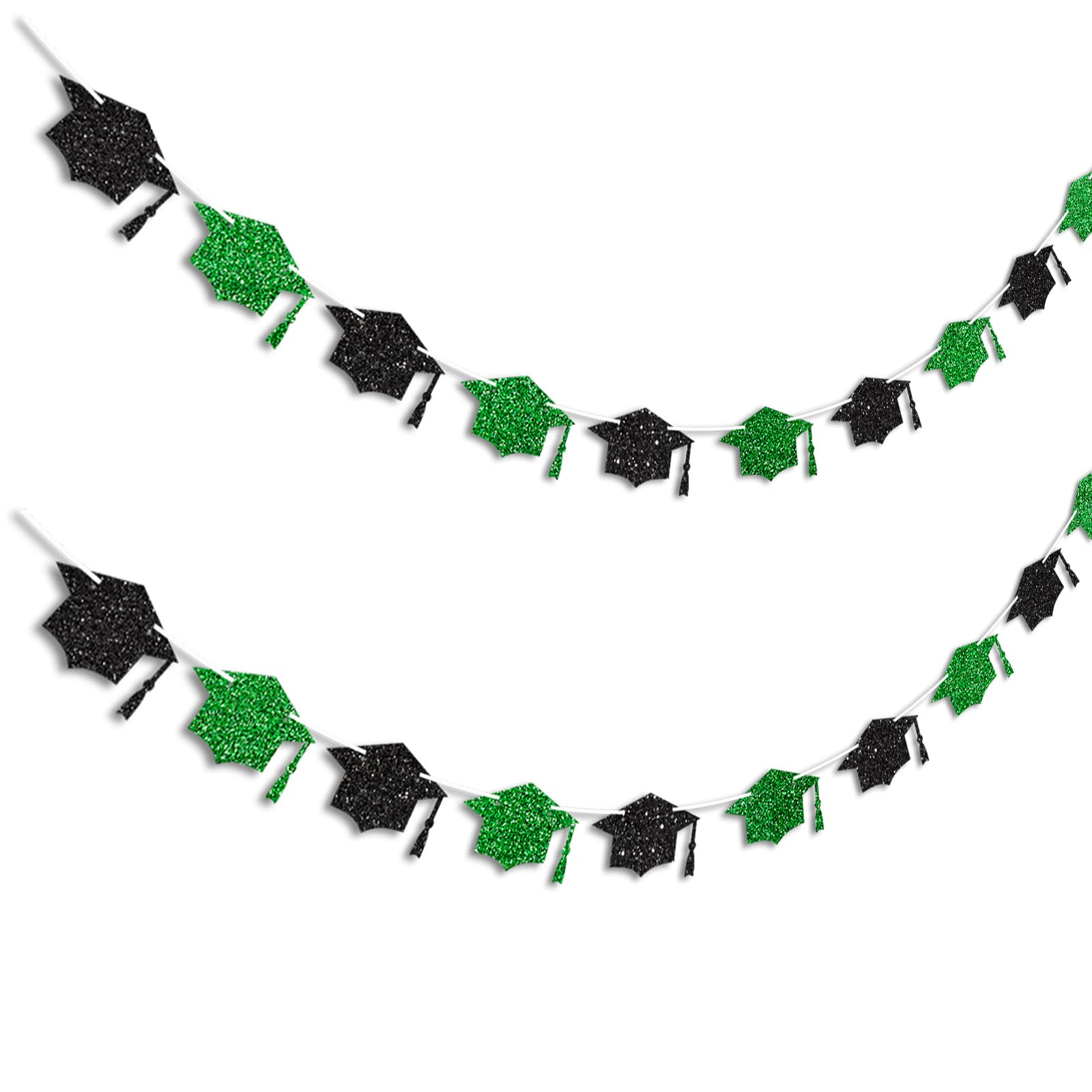 Vofrise Green Graduation Decorations Class of 2026 Graduation Banner Pre-Strung Glitter Congrats Grad Cap Banner for Grad Party Decorations 2026