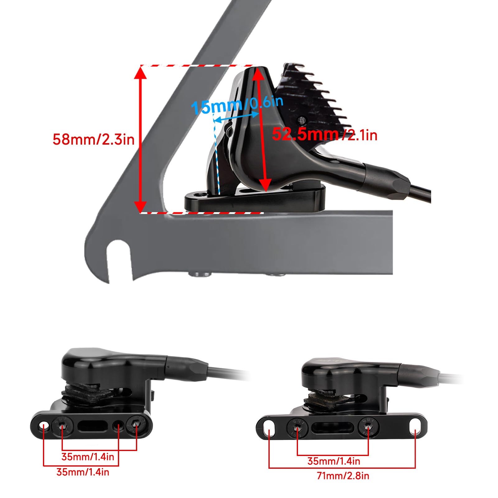 Étriers de frein à disque hydrauliques pour vélo de route, système de montage plat en alliage d'aluminium à double piston pour le cyclisme sur gravier et le vélo de route