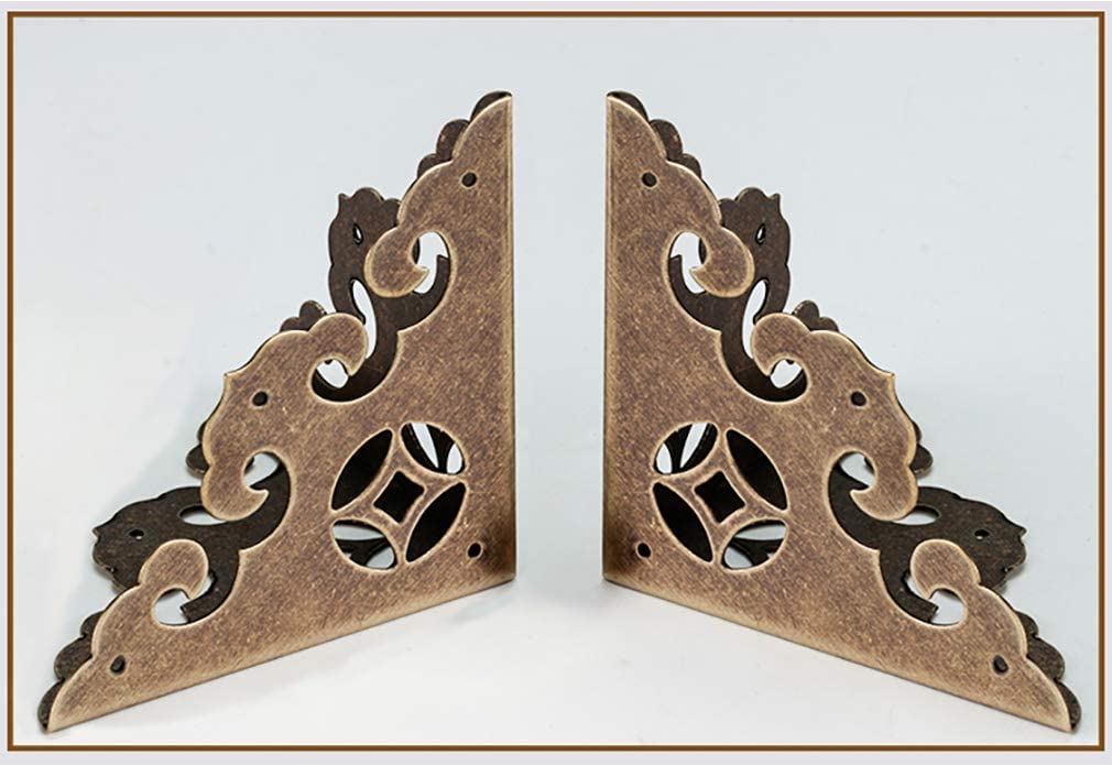 Narożnik z mosiężną krawędzią, wsporniki kątowe, 4 szt. Antyczne mosiężne ochraniacze narożne Vintage Hardware Krawędź biurka Drewniane pudełko na biżuterię Szafka z trzech stron Pełna obudowa Duża os